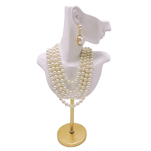 Jewelry Display Stand Jewelry Mannequin Bust Necklace Earring Display Holder Stand, Necklace Bust Jewelry Bust Stand Easel Rack for Selling Show Home Gift - color: White