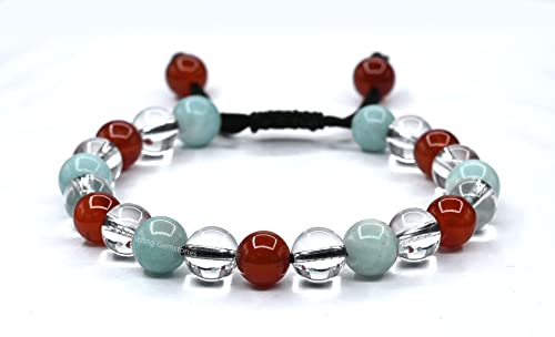 Amazing Gemstone Creativity Manifestation Bracelet - Clear Quartz Amazonite Carnelian Set for Men Women Healing Calming Anxiety Stress Relief Gifts Pulseras Para Hombres Mujer Stocking Stuffers - color: Creativity