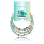 3Pcs Natural Healing Crystal Bracelets for Women Men, 4mm 6mm 8mm Beaded Stretch Bracelet Set, Black Tourmaline Natural Stone Gemstone Jewelry Gifts for Meditation, Reiki & Yoga - color: Amazonite