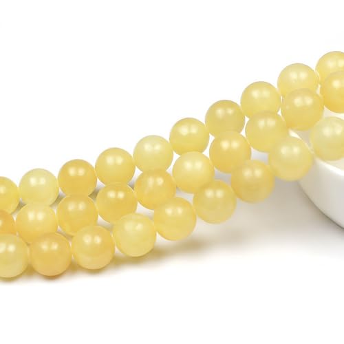 MJDCB Natural Yellow Marble Jade Round Stone Beads for Jewelry Making DIY Bracelet Necklace (6mm) - color: Yellow Marble Jade, size: 6mm