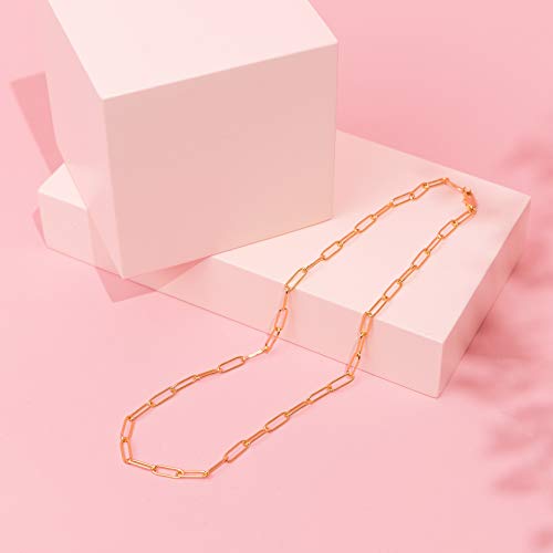 PAVOI 14K Gold Plated Curb Paperclip Box Sphere Bead Snake Herringbone and Figaro Chain Adjustable Necklace - style: Paperclip-S
