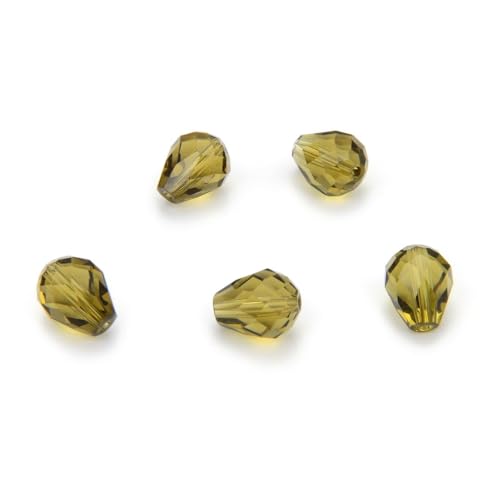 24pcs Adabele Austrian 8mm Faceted Teardrop Loose Crystal Beads Khaki Green Compatible with 5500 Swarovski Crystals Preciosa SST-819 - color: Khaki Green, size: 8mm x 6mm - 24pcs
