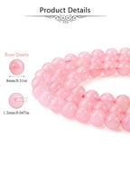 Jovivi 96pcs 8mm Pink Round Rose Quartz Beads for Jewelry Making - color: Rose Quartz
