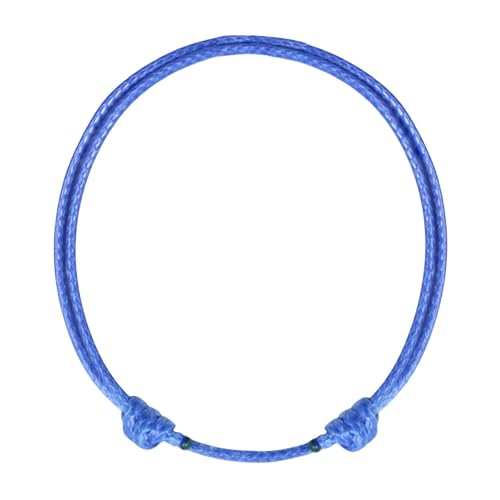 Luck Strings Adjustable Wax Nylon Cord Bracelet for Men Women Adult - Vegan Leather String | Unisex Waterproof Nautical & Surfer Style Friendship Gift, Minimalist - color: Blue