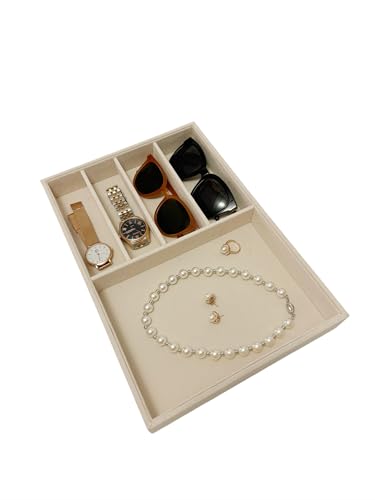 Large Beige Premium Quality Velvet Jewelry Display Box Tray Stackable Practical Trade Show Home Store Glasses Accessories (Multifunction Jewelry Tray) - color: Multifunction Jewelry Tray