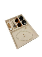 Large Beige Premium Quality Velvet Jewelry Display Box Tray Stackable Practical Trade Show Home Store Glasses Accessories (Multifunction Jewelry Tray) - color: Multifunction Jewelry Tray