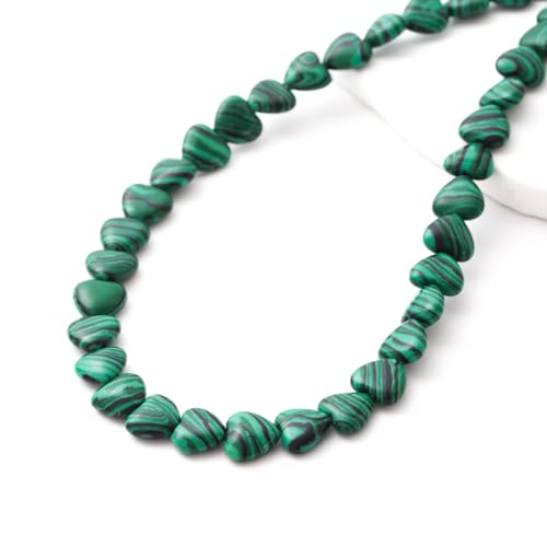 10mm Natural Malachite Stone Beads Heart Shape DIY Loose Gemstone Energy Healing Crystal Charms for Jewelry Making Handmade - color: Malachite