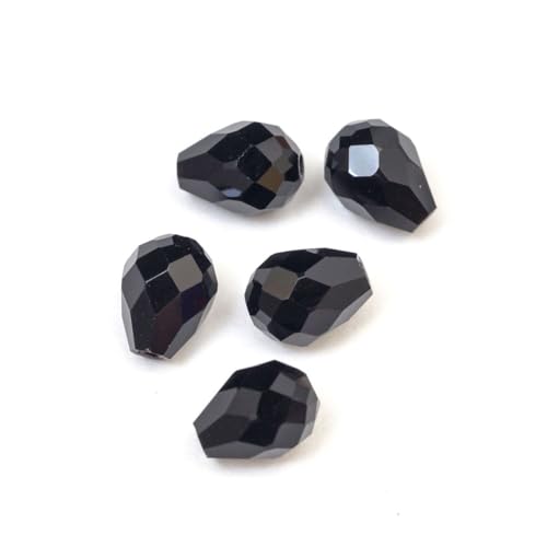 24pcs Adabele Austrian 8mm Faceted Teardrop Loose Crystal Beads Jet Black Compatible with 5500 Swarovski Crystals Preciosa SST-823 - color: Jet Black, size: 8mm x 6mm - 24pcs