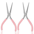 2 Pack Needle Nose Pliers, 5.9 Inch Small Needle Nose Pliers for Jewelry Making, Pink Mini Plier for Crafts, Precision Plier Set for Jewelry Repair Wire Bending Gripping Tiny Project