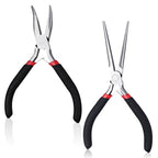 2 PCS Small Needle Nose Pliers, 2 Sizes Mini Jewelry Pliers Portable Long Noses Plier & Bent Noses Plier for Making Repairing Jewelry Wrapping Bending Wire DIY Crafts Supplies