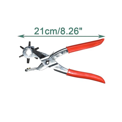 Revolving Punch Plier Kit,Leather Hole Punch Tool Set for Belts,Strap,Shoes,Fabric,Watch Bands,Straps, Dog Collars, Saddles,Belt or Craft Projects,Heavy Duty Rotary Puncher (Standard Hole Puncher) - color: Standard Hole Puncher
