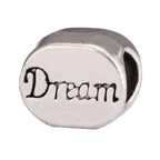 20pcs I Have Dreams Large Hole Loose Beads (4.5mm Hole) Antique Silver Metal Spacer for DIY Craft Jewelry Making MEC-C4 - size: Dream Bead