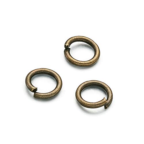 KISSITTY 50g Antique Bronze Plated Brass Open Jump Rings 6x1mm Round Chainmail Jewelry Making Connectors (About 450pcs) - color: Antique Bronze#4mm Inner Diameter