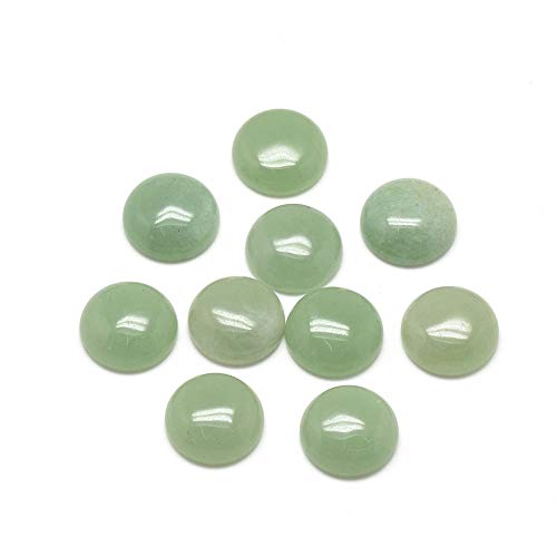 Fashewelry 50Pcs Natural Green Aventurine Cabochon Stone Half Round Beads 6mm Tiny Flat Back Gemstone Chakra Healing Crystal Cover Cabs for Jewelry Making - color: 8-Green Aventurine, size: 6x3~4mm