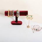 Bracelet T Bar Display for Selling, Wahtch Stand Jewelry Display, Velvet Bangle Holder Organizer【Red】 - color: Red
