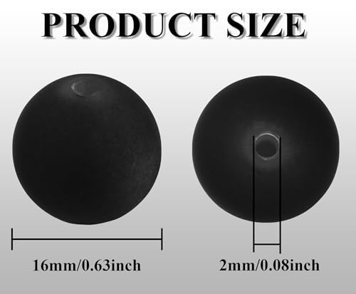 25pcs Resin Transparent Frosted Beads 16mm Cat Eye Circular Rubber Bead Spacer Bead DIY Making Friendship Bracelet Phone Chain Keychain Pen Beads Accessories (Black) - color: Black