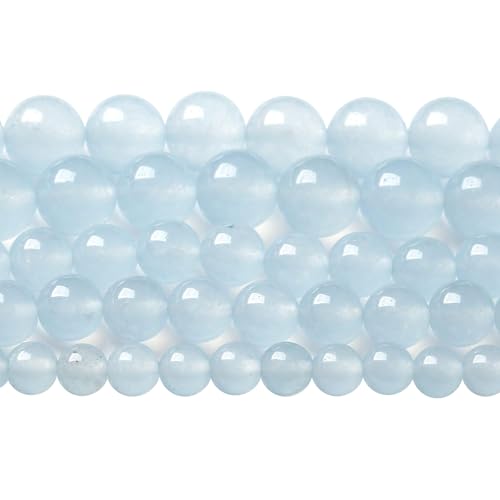 10MM 36PCS Natural Stone Light Blue Chalcedony Loose Beads for Jewelry Making DIY Bracelet Necklace… - color: Light Blue Chalcedony, size: 10mm