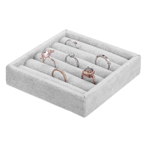 uxcell Stackable Jewelry Storage Tray, Jewelry Tray Drawer Organizer, Small Display Box for Earrings, Necklaces, Rings and Bracelets, Gray - color: Gray