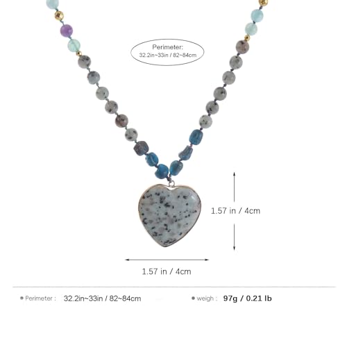 Long Necklaces for Women Boho, Oval Waterdrop Turquoise Pendant, Natural Stone Beaded, Handmade,Vintage & Elegance, Boho Fashion Charm Beaded Necklace for Women - style: N-TianshanBlueStone