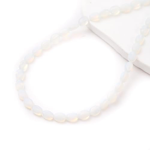 6×8mm Natural Opal Gemstone Loose Beads Flat Oval Healing Crystal Loose Stone Beads for Jewelry Necklace Bracelet Earring Craft - color: Opal