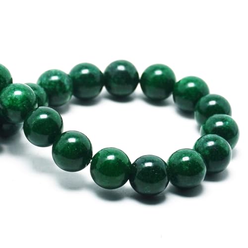 Natural African Green Jade Beads - African Green Jade Stone Beads for Bracelets, 8mm Round Loose Beads (44-47 Pcs, 8mm) - color: African Green Jade, size: 8mm