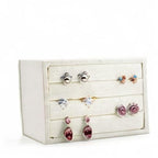 Oirlv linen 3 Slots Ring Earrings Display Trays Showcase Jewelry Organizer (creamy-white,rectangle) - size: rectangle