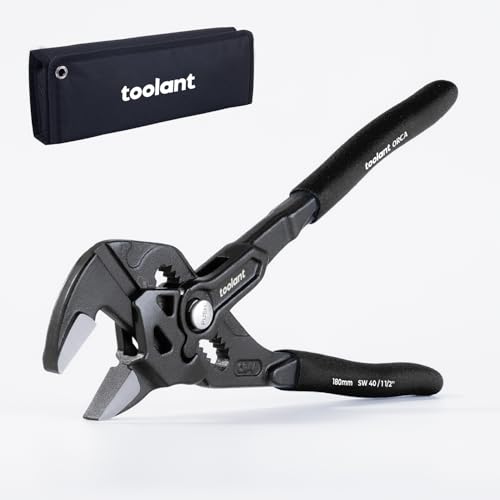 toolant 7-INCH Plier Wrench, CR-V Construction Adjustable Wrench With Pouch, Black Finish Smooth Jaw Pliers, Parallel Jaws with Comfortable Grips, Suitable for All Types of Nuts, Water Pipes, etc - size: 7-Inch Black