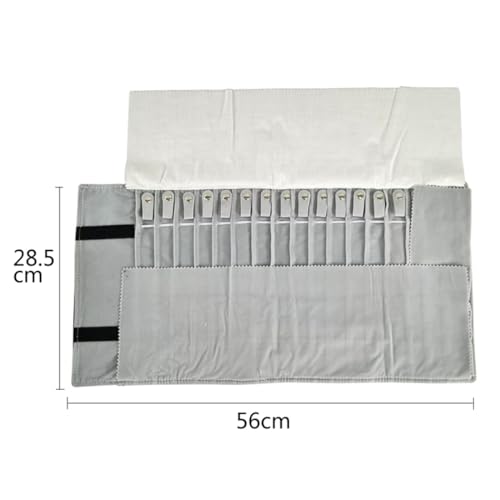 Portable Jewelry Roll Untangled Secure Necklace Travel Storage Bag Displays Holder 16 Chain (Black and Gray) - color: Black and Gray
