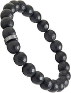 Forge & Foundry Faceted Matte Black Onyx Stone Beaded Bracelet | Custom Signature Stainless Steel Bead | ‘Pindar’ | 8mm and 10mm Bead Desgins | Refined Hand-Crafted Jewelry - color: 10mm Black, size: Medium