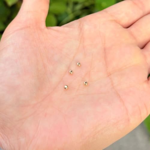 100pcs Adabele Real 1/20 14K Gold Filled Seamless 2.5mm (0.1 Inch) Tiny Small Round Loose Beads Spacer Non Tarnish for DIY Craft Jewelry Making JK2-A1 - color: 14K Gold Filled, size: 2.5mm (0.1") - 100pcs