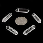Clear Quartz 32mm Natural Gemstone Hexagonal Wand Jewelry Making Crystal Pointed Chakra Reiki Healing Beads 2mm Hole Drilled(Pack of 10) - color: Clear Quartz