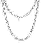 ChainsHouse Flat Box Chain Necklace Men, 2/4/6/8mm Round Link Chain Necklaces, Stainless Steel/Black/14K Gold Plated Mens Jewelry, 14"-30" Length, Come Gift Box - color: A-6mm-stainless, size: 18 Inches