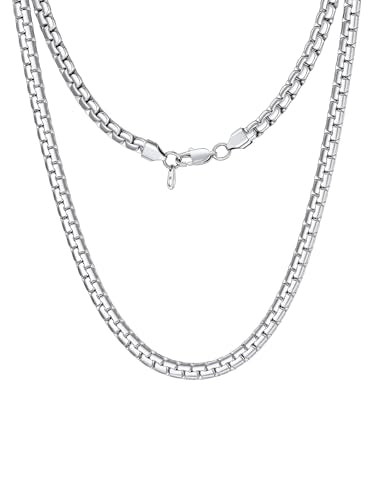 ChainsHouse Flat Box Chain Necklace Men, 2/4/6/8mm Round Link Chain Necklaces, Stainless Steel/Black/14K Gold Plated Mens Jewelry, 14"-30" Length, Come Gift Box - color: A-6mm-stainless, size: 20 Inches