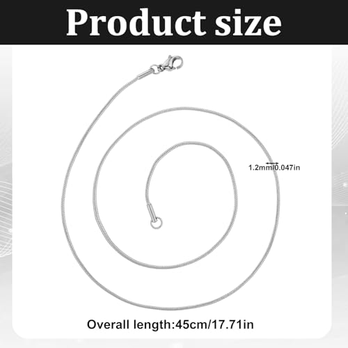 12 PCS Stainless Steel Snake Chain Necklace with Lobster Clasps, Thin Stainless Steel Chain Necklace for Jewelry Making