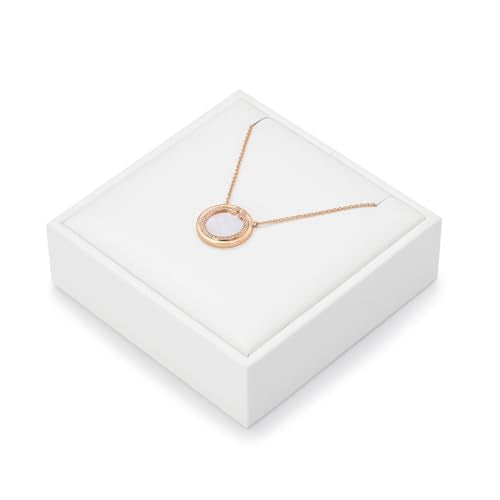 PU Leather Necklace Stand Display Holder Organizer Jewelry Showcase (White) - size: 3.15" x 3.15" x 0.97"
