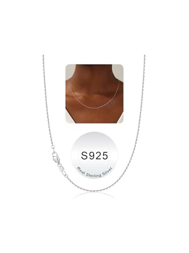 IEFWELL S925 Sterling Silver Chain Necklace for Women - 1.2 mm Sterling Silver Cable Chain, Sturdy hypoallergenic, 14/16/18/20/22/24 Inch Jewelry Gifts for Men Women - size: 16 Inch