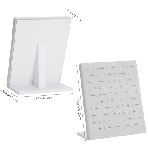 KUKUVR Velvet L-Shaped 50 Slots Ring Earring Holder Display Stand, jewelry Ring Earring Organizer Case Tray for Women & Selling Show (Grey) - color: Grey