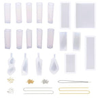 FUNSHOWCASE Cabochon Pendant or Earrings Resin Silicone Molds and Jewelry Making Kit Pack 54-Count