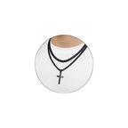 SENRAN Layered Cross Necklace for Men Boys Stainless Steel Layered Cuban Link Chain 16-24 inch Christian Cross Pendant Religious Jewelry Gifts - color: Black, style: 20inch/22inch
