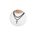SENRAN Layered Cross Necklace for Men Boys Stainless Steel Layered Cuban Link Chain 16-24 inch Christian Cross Pendant Religious Jewelry Gifts - color: Black, style: 16inch/18inch
