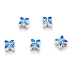 40pcs Four-Clover Flower Large Hole Blue Enamel Loose Beads (4.5mm Hole) Antique Silver Metal Spacer for DIY Craft Jewelry Making MEC-E4 - size: Blue Enamel Four-Leaf Flower
