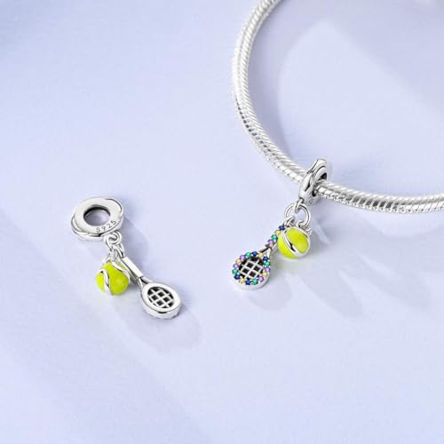 LAZA 925 Sterling Silver Charm for Bracelet Necklace Dangle Love Mom Butterfly Party Charm Beads Pendants DIY Jewelry for Women - color: Tennis sports