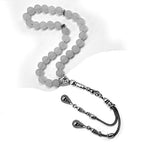 Natural Stone Worry Beads (8mm -33 Pieces) - Prayer Beads (Natural White Jade) - color: Natural White Jade Frosted Beads
