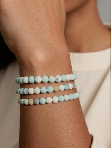 Stone Beads, 60pcs Matte Amazonite, 6mm Round Loose Beads for Jewelry Making, Bracelets, with Bag, String & Card - color: Matte Amazonite Beads, size: 6mm