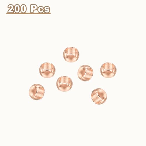 uxcell 200Pcs Round Crimp Beads, 4mm Metal Spacer Loose Beads Metal Clamp Ends Tiny Stoppers Bead for Bracelet Jewelry Making Craft DIY, Rose Gold - color: Rose Gold, size: 4mm