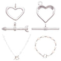 2 Sets Heart Toggle Clasps Sterling Silver OT Toggle Jewelry Clasps T-Bar Closure Clasp Fastener IQ End Connectors for DIY Necklace Bracelet Jewelry Making - color: Sterling Silver-Heart