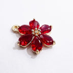 Crystal Zirconia Gold Plated Brass Charms for Jewelry Making Bracelet Necklace Earring Pendant Craft Supplies DIY Accessories - color: FlowerA-Mix-6Pcs