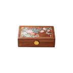 Travel Jewelry Case Small Wood Jewelry Organizer Jewelry Box for Women (Nut-Brown Print E) - color: Nut-Brown Print E