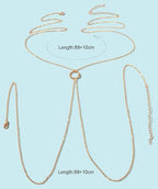 14K Gold Plated Body Chains for Women, Sexy Layered Belly Waist Chain Crossover Bikini Bra Chain, Summer Beach Rhinestone Body Jewelry - style: Gold Circle
