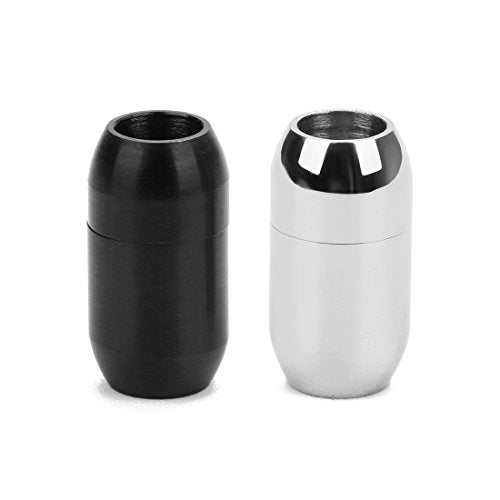 Stainless Steel Magnetic Clasp Inner Hole 3mm/4mm/5mm/6mm/8mm Glue-in Jewelry Clasp - color: Black Tone, size: Inner Hole Size=6mm
